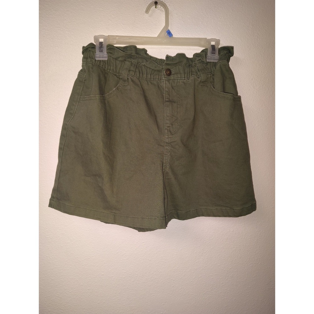 Time and Tru Womens Olive Green Paperbag Waist Utility Shorts Size 10